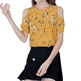 Tシャツ レディース 半袖ジャージ Timsa 韩国風 上着 オフショルダー トップス レディース 春 夏 花柄 肩出し ブラウス 半袖 カジュアル オフィス OL シフォン シャツ カットソー 20