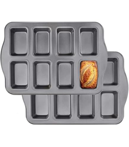 2-Pack 8-Cavity Mini Loaf Pans - Non-Stick Baking Pans For Banana Bread & Cornbread