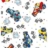 SheetWorld Fitted Pack N Play (Graco Square Playard) Sheet - Fun Race Cars - Made In USA by sheetwor