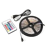 Delaman USB LEDストリップライト5 M 5 V RGB 5050 TVバックライト装飾ランプwith 24キーリモートコントロール Waterproof ブラック
