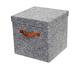 iTIDY 収納ボックス 柔らかい フェルト製 折りたたみ可能 バスケット カラーボックス 引き出し 取り外し可能なふた ハンドル ラベルホルダー付き グレー