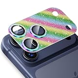 Podick カメラカバー iPhone17 Pro用 カメラフィルム キラキラ 9H強化ガラス アルミ合金 耐衝撃 いphone17pro カメラ保護 高透過率 キズ防止 露出オーバー防止 一体化 全面保護 気泡ゼロ 指紋防止 貼り付け簡単 アイフォン17プロ 対応 レンズプロテクター (17Pro,カラフル)