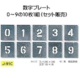 安全サイン8　路面吹き付け用数字プレート　0～9　　10枚セット　文字高　150　J-91C