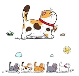 EXCEREY 猫 ステッカー 猫すてっかー 車 カーステッカー 可愛い 車 防水ステッカー スクラッチステッカー ウィンドウのデカール オートバイのデカール 携帯電話のステッカー ノートブックのステッカー スーツケース ステッカー へこみを隠す 猫の日ギフト かわいくてスタイリッシュ 歩く猫 5枚セット 約9cm*9.5cm（L）