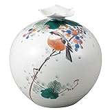 九谷焼 花瓶 山葡萄に鳥 (陶器 和風 花器 インテリア プレゼント)