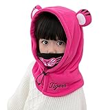 SIEGES キッズ帽子 ニット帽 イヌみみが付き キャップ 可愛い 防寒 冬 子供 女の子 男の子 (Ｌ, バラ色)