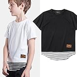 【 韓国スタイル子供服】 夏Tシャツ　キッズ /半袖 男 の子/混色プリントT　全2種類から選べる！110-150 Black,150cm