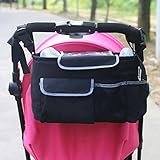 Joyoldelfベビーカー小物入れ　ベビーカーオーガナイザー　防水　外出用バッグ　携帯電話ホルダー、ミルクボトル/玩具/おむつ収納　ブラック