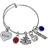 Infinity Collection Navy Mom Charm Bangle Bracelet, Proud Navy Mom Jewelry for Military Moms