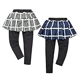 (グレー/95cm)ベビー服 女の子 スカート レギンス スカッツ ボトム 重ね着風 紡毛 プリーツ ウインドウペンチェック柄 ウエストゴム 女児 ベビー
