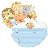 Noah 's Ark – Shaped fill-in招待状 – ベビーシャワー招待カード封筒付き – 12のセット