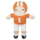 Zubels 100 % hand-knit Football Player Plush人形Toyオレンジとホワイトですべての天然繊維