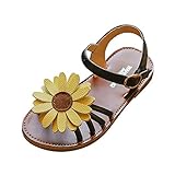 Tonsee 子供靴 女の子 サンダル 花 ビーチシューズ ドレスシューズ バックル カジュアル 夏 通園 通学 14CM-22CM (29/内長 18CM, ブラック)