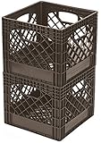 High Quality MC01016BRN7533 Milk Crates, 16-Quart, Brown, 2-Pack