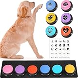 ペット ボタン 会話 犬 会話ボタン 犬ボタン トーキングペット 録音ボタン 6色セット 犬おしゃべりボタン 犬用の記録可能なボタン 犬知育玩具 大型犬 おもちゃ 犬しつけ 天然ゴムマット付き 日本語説明書付き (6色)