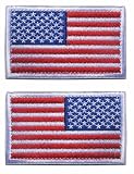 PHOENIX IKKI 正逆セット 星条旗 USA アメリカ 米国 国旗エンブレム サバゲー ミリタリー タクティカル 布 刺繍 パッチ ワッペン 腕章 紋章 マジックテープ アップリケ white edge