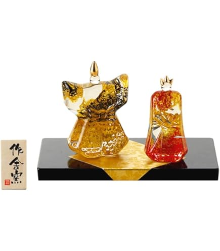 Amazon | 蛤香合 純金箔 つまみ細工 紅白お花3輪 芥子 雛人形の前飾り