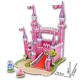 Onuneed(オンユニード) 3D 立体 パズル（風車、城、建物モデル） 子供おもちゃ,積み木 セット お誕生日、進学お祝いプレゼント (ピンク城)