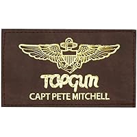 TOPGUN CAPT PETE MITCHELL ブラウンVer レザー ネームタグ ワッペン 両面 ベルクロ 付き パッチ ファン トップガン マーヴェリック 航空 グッズ アイテム
