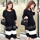 太ボーダー ゆったり 膝下丈 フレア 授乳服　ワンピース【cd108674】 (グレー)