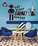 Eat Sleep GAME Repeat Quote Decal Sticker Wall Vinyl Art Design Gamer Cool Funny Game Room nursery w