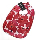 marimekko マリメッコ MINI-UNIKKO Bib ウニッコ柄 オイルクロス ベビー用スタイ ポケット付 よだれかけ ホワイト×レッド 064770 001 white/red[並行輸入品
