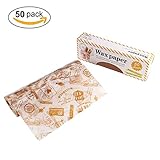 食品ストレージFlats – AIeVe 50個グリースプルーフ用紙防水ドライワックスペーパー食品ストレージラップフラット使用のチーズ、フルーツ、野菜、ボウルカバー、ハンバーガー用紙