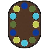 Joy Carpets Kid Essentials Early Childhood Oval Lots of Dots Rug Earthtone 5'4 x 7'8 [並行輸入品]
