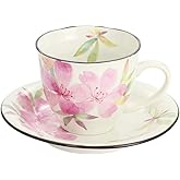 セラミック藍 花かおり コーヒー碗皿 ツツジ サイズ：約φ9 H7.5 60184