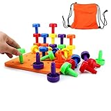 Hitsan 30pcs PegボードセットMontessori Occupational fineモーターおもちゃfor ToddlersペグボードOne Piece