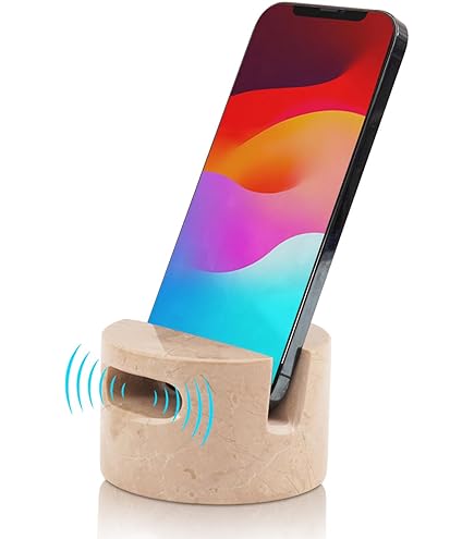 Fashciaga High-end Solid White And Pink Marble Cell Phone Stand Holder For Cellphone Tablet On Desk, Countertop, Table, Nightstand. Heavy Solid Real Stone Mobile Phone Stands