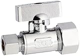 LDR 537 6202QT 3/8-Inch Comp by 5/8-Inch Comp Quarter Turn Shut-Off Straight Valve Low Lead, Chrome 