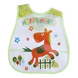 ベビーエプロン　かわいい　カートゥーン　防水ビブ　食事用タオル　EVA　エプロン　　 (happy horse)
