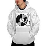 ポケット パーカー スウェットパーカー ターンテーブル 音楽 レコード Dj ルームウェア 長袖 釣り 面白い ホワイト S