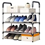 LuluLife シューズラック 玄関収納 靴入れ 靴棚 くつ収納 組み立て式 省スペース スリム (3段, 黒)