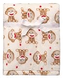 Baby Sock Monkey Ultra Plush Blanket Beige by Baby Starters
