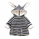 ベビー女の子漫画ウサギ耳Topプルオーバー冬暖かいストライプスウェットシャツコート カラー: ブラック