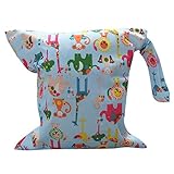 【ノーブランド品】可愛いマザーズバッグ　おむつ バッグ　防水　ジッパーバッグ　ニマル柄ライトブルー