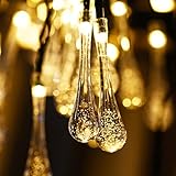 ICOCO ソーラー イルミネーションライト LED ストリングライト ガーデンライト 5M 30球 水滴形 しずく型 電気代ゼロ 光センサー 自動ON/OFF 気泡 バブル (ウォームホワイト)