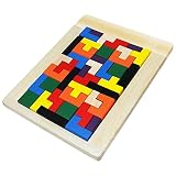 木製テトリスパズルBrain Teaser Preschool Jigsaw教育玩具ボードゲームfor Kids 40 Pieces