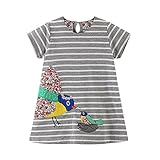 Tovadoo 子供服 ベビー服 女の子 ワンピース 春夏 半袖 動物柄 鳥柄 猿柄 縞模様 多色 可愛い プレゼント 通学 旅行 海遊び 18ヶ月-6歳