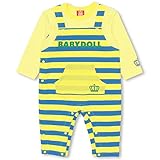 ベビードール ボーダー切替長袖ロンパース 子供服 80cm イエロー