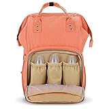LYJPのおむつバッグ多機能防水旅行のバックパックおむつケア、大容量、スタイリッシュで耐久性のあるバッグ (オレンジ)