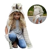 Vandot 子供 冬 帽子 スカーフ 一体 暖かい 快適 ニット帽子 グローブ 赤ちゃん べびー ギャップ オシャレ 可愛い子供用 帽 襟巻 冬 耐用 ファッション-グリーン
