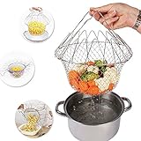 mazimark --折りたたみ式蒸気RinseひずみフライシェフバスケットStrainer Netキッチン料理ツールRS