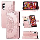 Rakuten Hand 5G ケース Rakuten Hand 5G カバー Rakuten Hand ケース手帳型【COKOVI】楽天 Hand 5G ケース Hand 4G 5G 兼用ケース 楽天Handに適用する カードホルダー付き 小銭収納 スタンド機能付き ストラップ付き マグネット吸着 模様 (ローズゴールド)