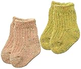 アンナニコラ 2足組 ローゲージリブ編み厚地ソックス 新生児用 7cm - 9cm ピンク 6047 日本製