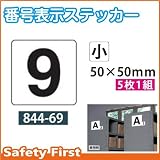ユニット 番号表示ステッカー 5枚1組 844-69 数字:小 9