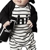 AmazingDeal 子供服 ロンパース ベビー爬行服 ストライプ 女の子 ジャンプスーツ ルームウェア カバーオール　長袖 春秋 綿製品 連体衣装 可愛い (90（12-18ヵ月）)