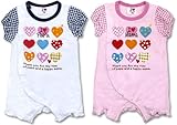 (アイラブパパ&ママ)I lovePaPa&Mama ラブハート 半そで チェックパフ袖 カバーオール ロンパース 70cm ママピンク